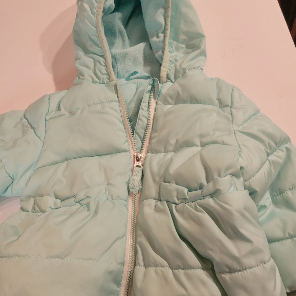 Girls puffy Green coat 12M - 18M